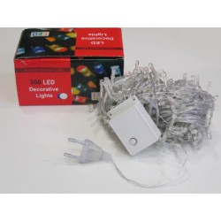 Гирлянда 300 led, цвет - белый, белый кабель
