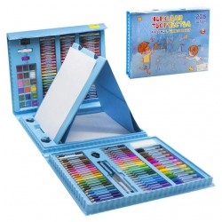 Набор для рисования 208 предметов, голубой для мальчиков 208pcs art
