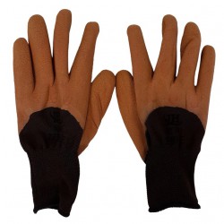 Перчатки рабочие облитые со вспененным латексным покрытием коричневые glove BROWN A600