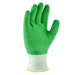 Перчатки трикотажные с латексным покрытием, полный облив, зеленые glove green 13
