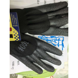 рабочие перчатки черные прорезиненые gloves N518